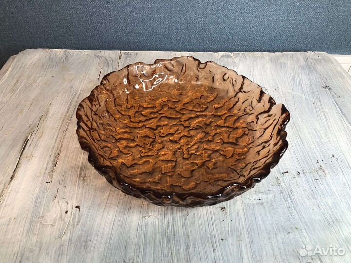 Ваза для фруктов цветное стекло СССР