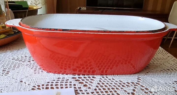 Жаровня-гусятница чугунная эмалированная 4 л