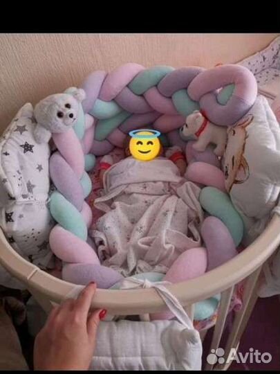 Детская кроватка с маятником круглая трансформер