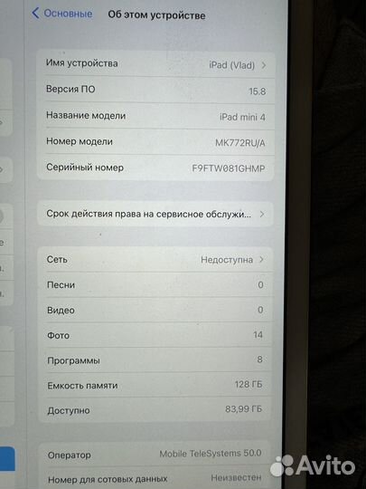 iPad mini 4 128gb cellular