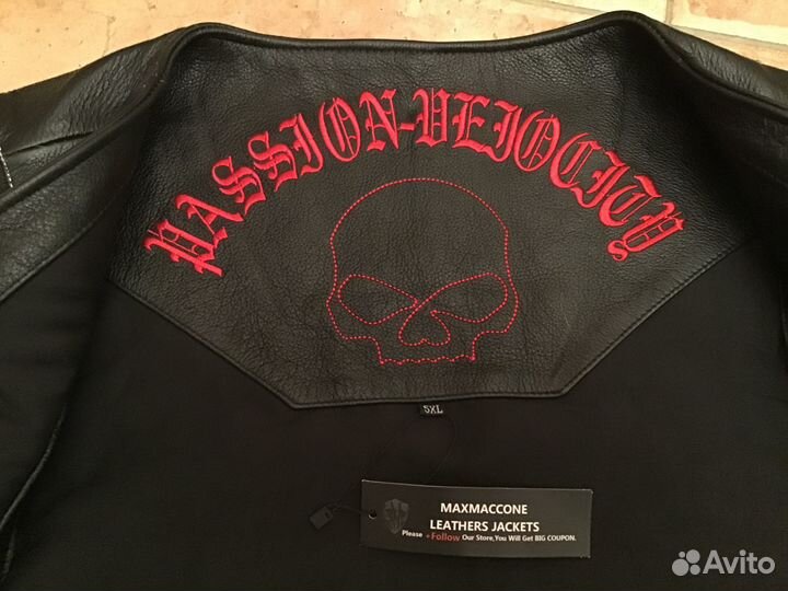 Байкерский кожаный жилет