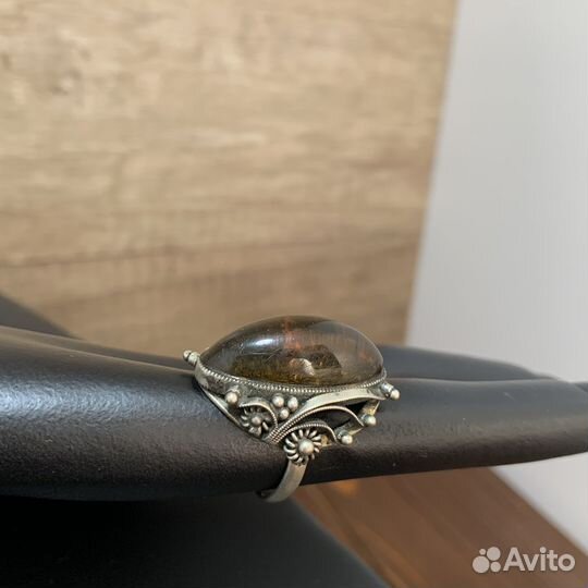 Кольцо С Янтарным Камнем Ретро