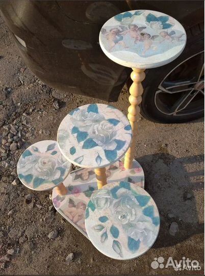 Подставка под цветы дерево декупаж