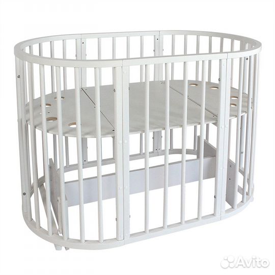 Кровать детская Indigo Simple 7в1 с попер.маят.бел