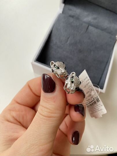 Серьги - пусеты серебро Sunlight леопард