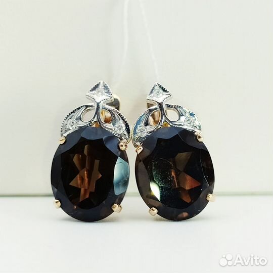 Серьги с природным камнем Золото