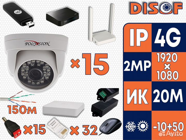 Видеонаблюдение. Комплект IP камер с 4G №765