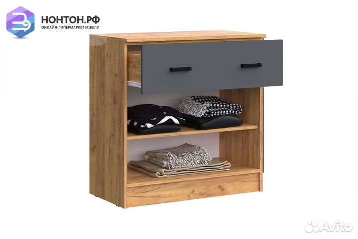 Комод Бася с ящиком графит / дуб крафт