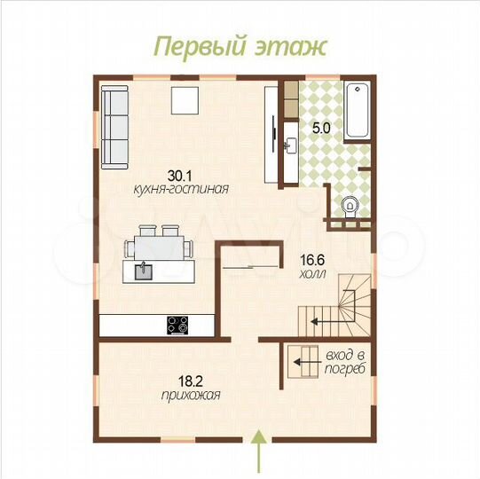 Дом 140 м² на участке 5 сот.