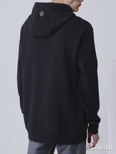 Худи хлопковое с принтом Philipp Plein