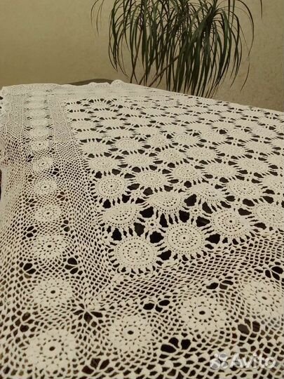 Чайная скатерть вязаная, ручная работа, винтаж