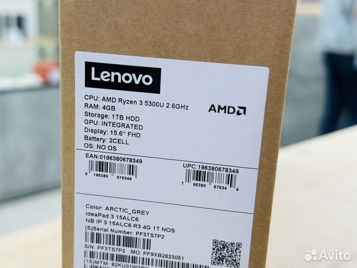 Новый Lenovo по чеку 43 т.р. IPS AMD Ryzen 3 5300U