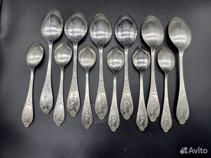 Набор чайных и столовых ложек 12 шт мельхиор, СССР