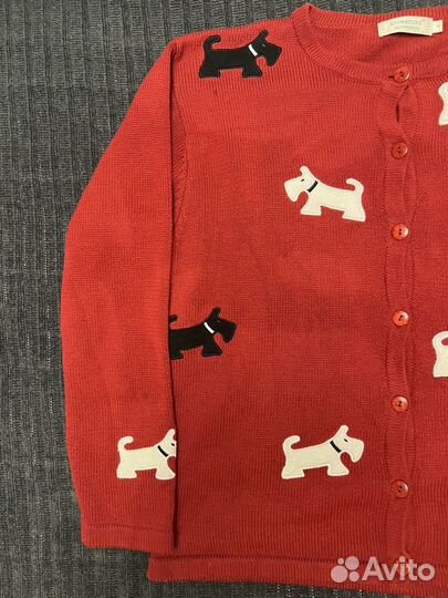 Уникальный винтажная кардиган с собаками S