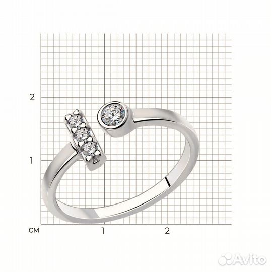 Кольцо из серебра с фианитами