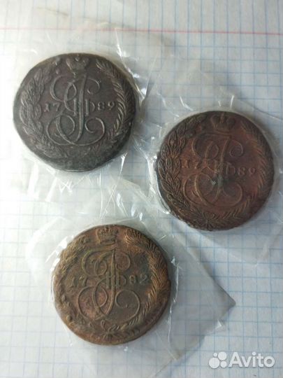 Монета 5 копеек Екатерина II ем