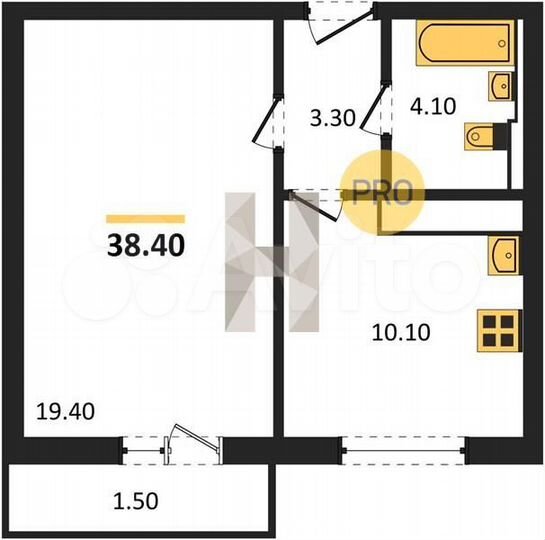 1-к. квартира, 38,4 м², 9/18 эт.