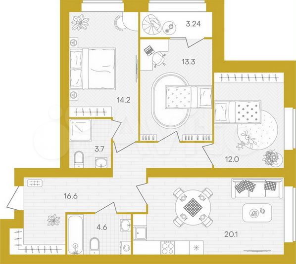 3-к. квартира, 87,7 м², 8/10 эт.