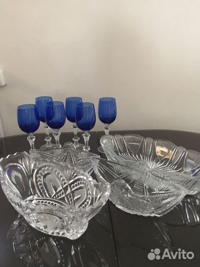 Ваза для фруктов, бокалы, салатницы хрустальные