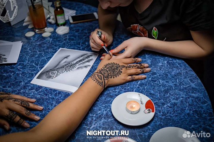 Роспись хной, мехенди, временная татуировка