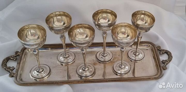 Набор рюмки поднос франция серебрение
