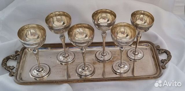 Набор рюмки поднос франция серебрение