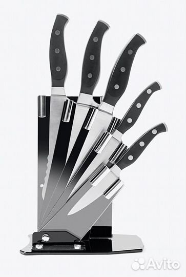 Набор 5 ножей на подставке,ножи кухонные,новые зап