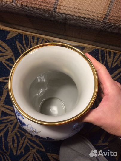 Гжельская ваза 40см (золото)