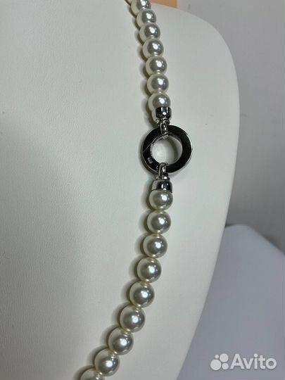 Бусы жемчуг Майорка и серьги пусеты, серебро 925