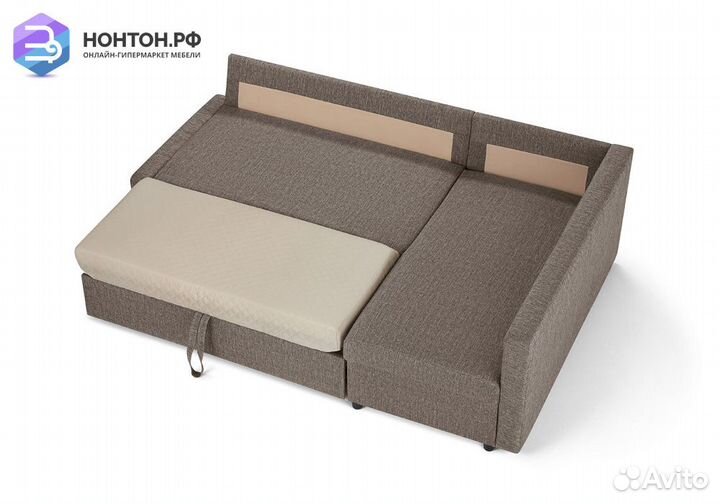 Диван угловой дельфин Поло светло-коричневый