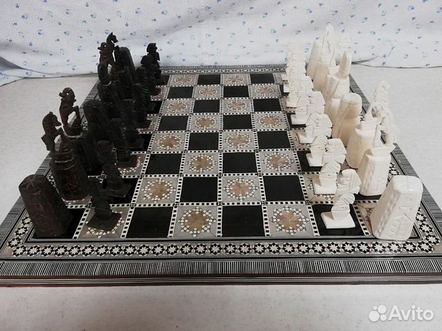 Шахматы из Египта резьба инкрустация ручная работа