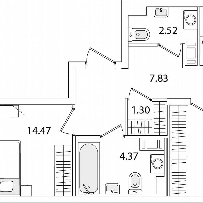 2-к. квартира, 54,5 м², 7/9 эт.