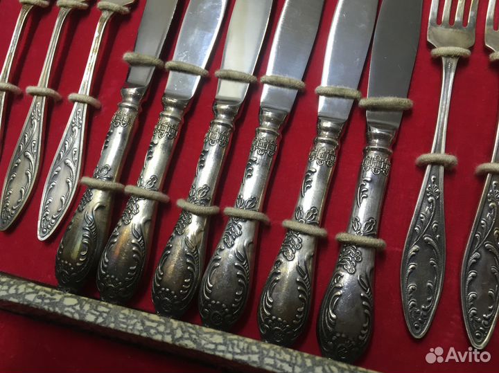 30шт Набор столовых приборов мельхиор СССР пламя