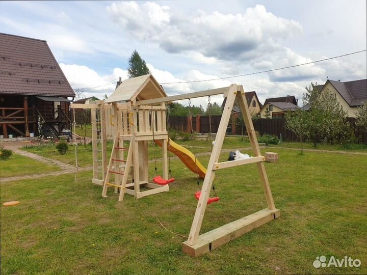 Детские площадки домики качели горка