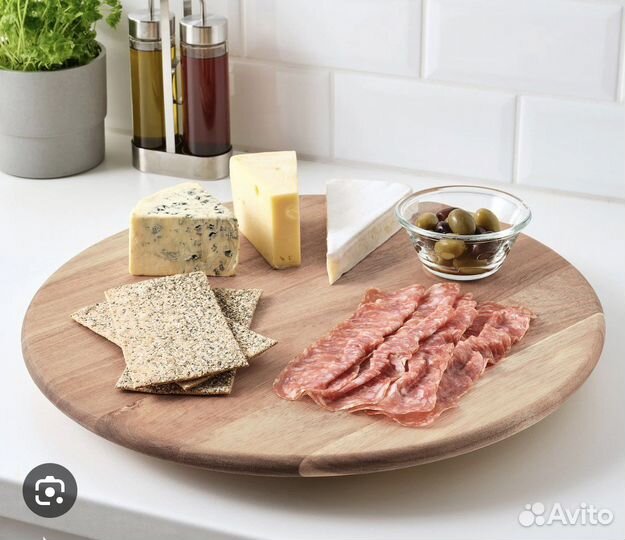 Икеа поднос d-38 см из массива манго