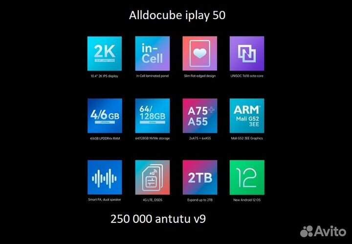 Alldocube iplay 50 6.64 10,4 2K 4G +чехол