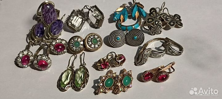 Серьги, комплекты серебро СССР