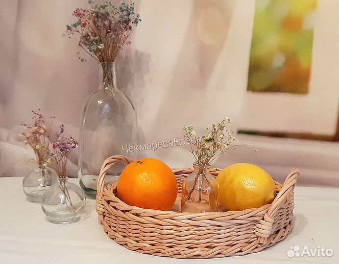 Плетеный поднос корзинка