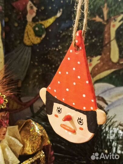 Ёлочные игрушки набор Гномики ручная работа