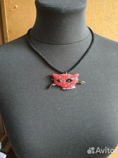 Украшение на шею готическое крупное подвеска кошка