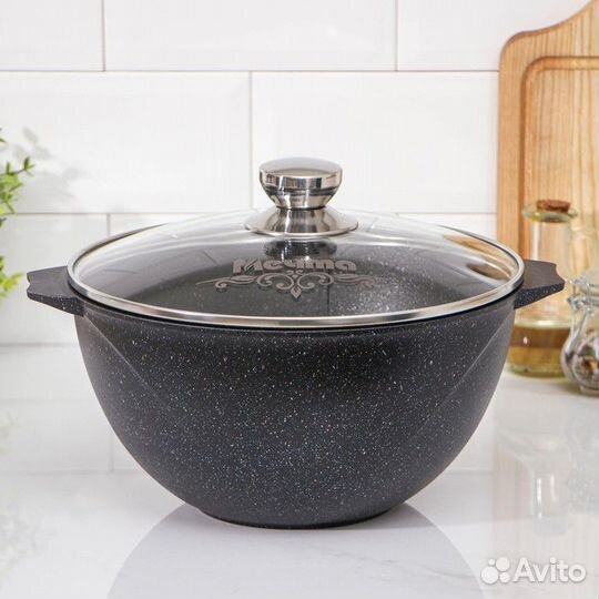 Казан «Гранит Stаr», 5 л, стеклянная крышка, литые