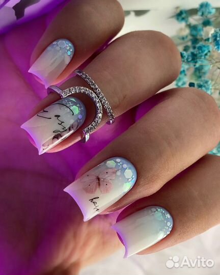 Маникюр, укрепление гелем, покрытие + дизайн