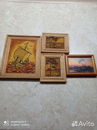 Панно из дерева с натуральными камнями