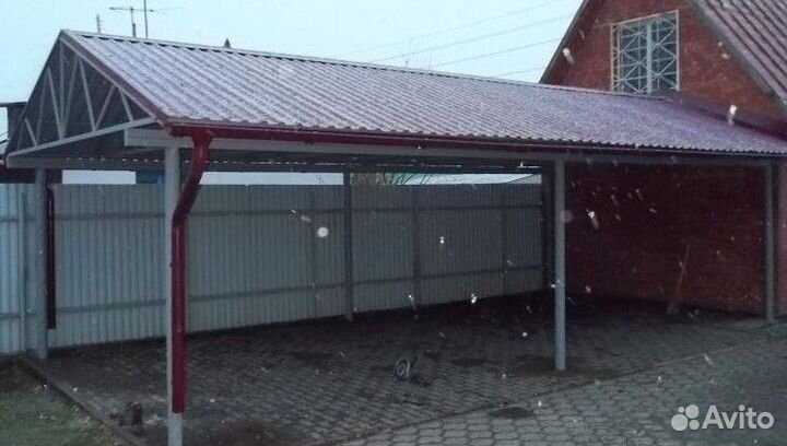 Двухскатный навес из поликарбоната в Саранске