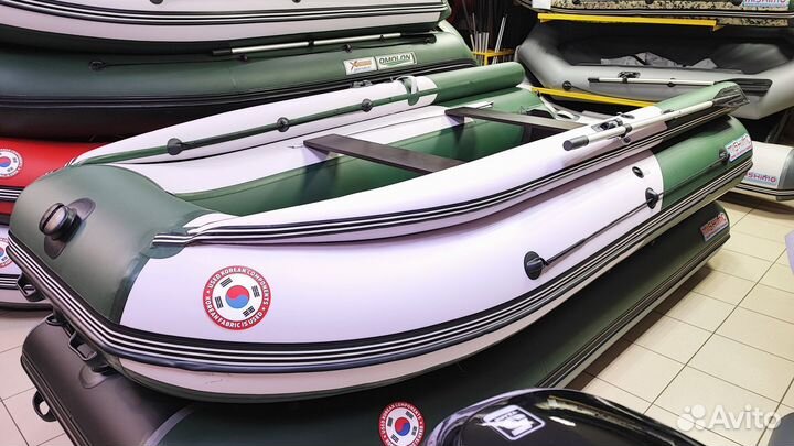 Лодка мишимо фемели PRO400(бело-зеленая)