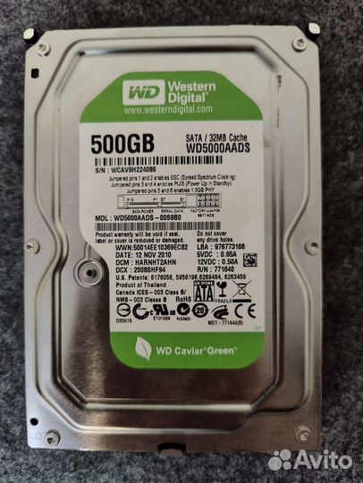 Жесткий диск Western Digital green, 500 Гб