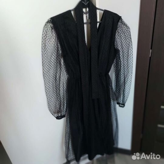 Вечернее платье с ремешком, чёрное, 46 размера