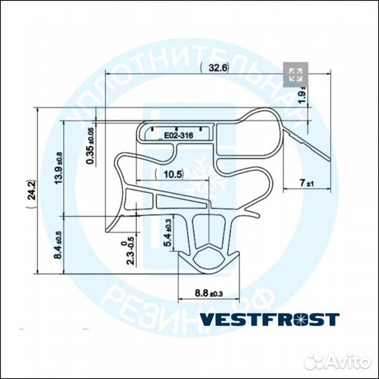 Уплотнитель морозильной камеры Vestfrost RF383