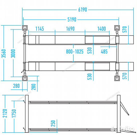 Подъемник 4х-стоечный 5т nordberg 4450