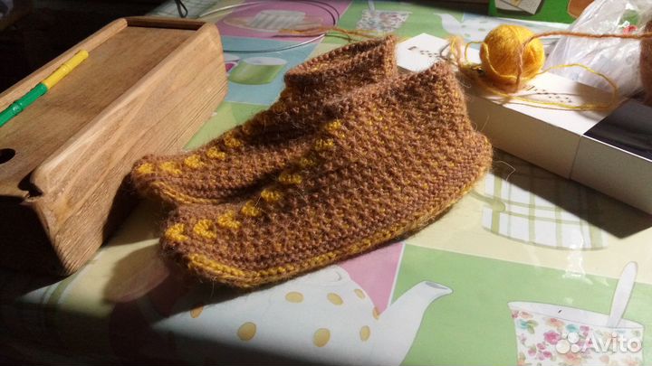 Вязанные носки-тапочки на заказ